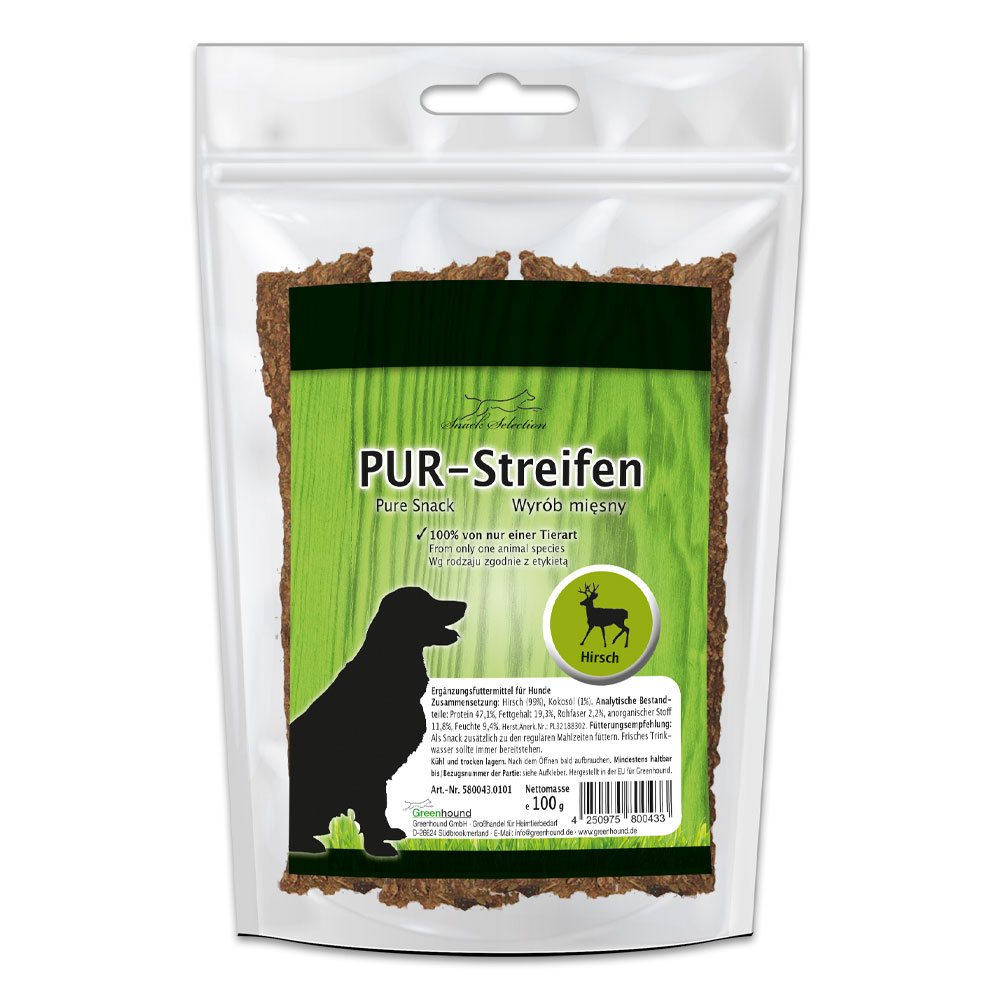 PUR-Streifen Hirsch, 12 x 100g